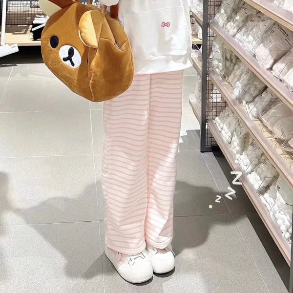 Harajuku Y2K Striped Fleece Sweatpants - Bottoms - Joggers / Sweatpants - 1