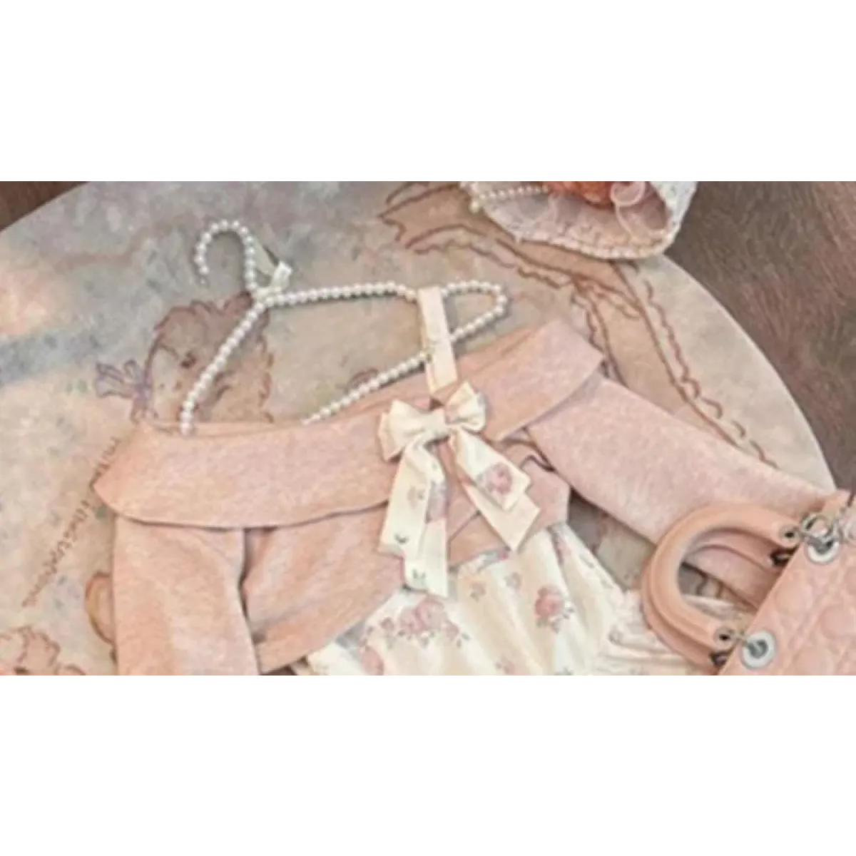 Y2K Sweet Bow Corduroy Top & Floral Dress Set – Gentle Slim Fit - All Dresses - Clothing Sets - 6