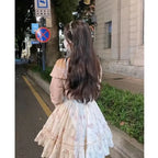 Y2K Sweet Bow Corduroy Top & Floral Dress Set – Gentle Slim Fit - All Dresses - Clothing Sets - 3