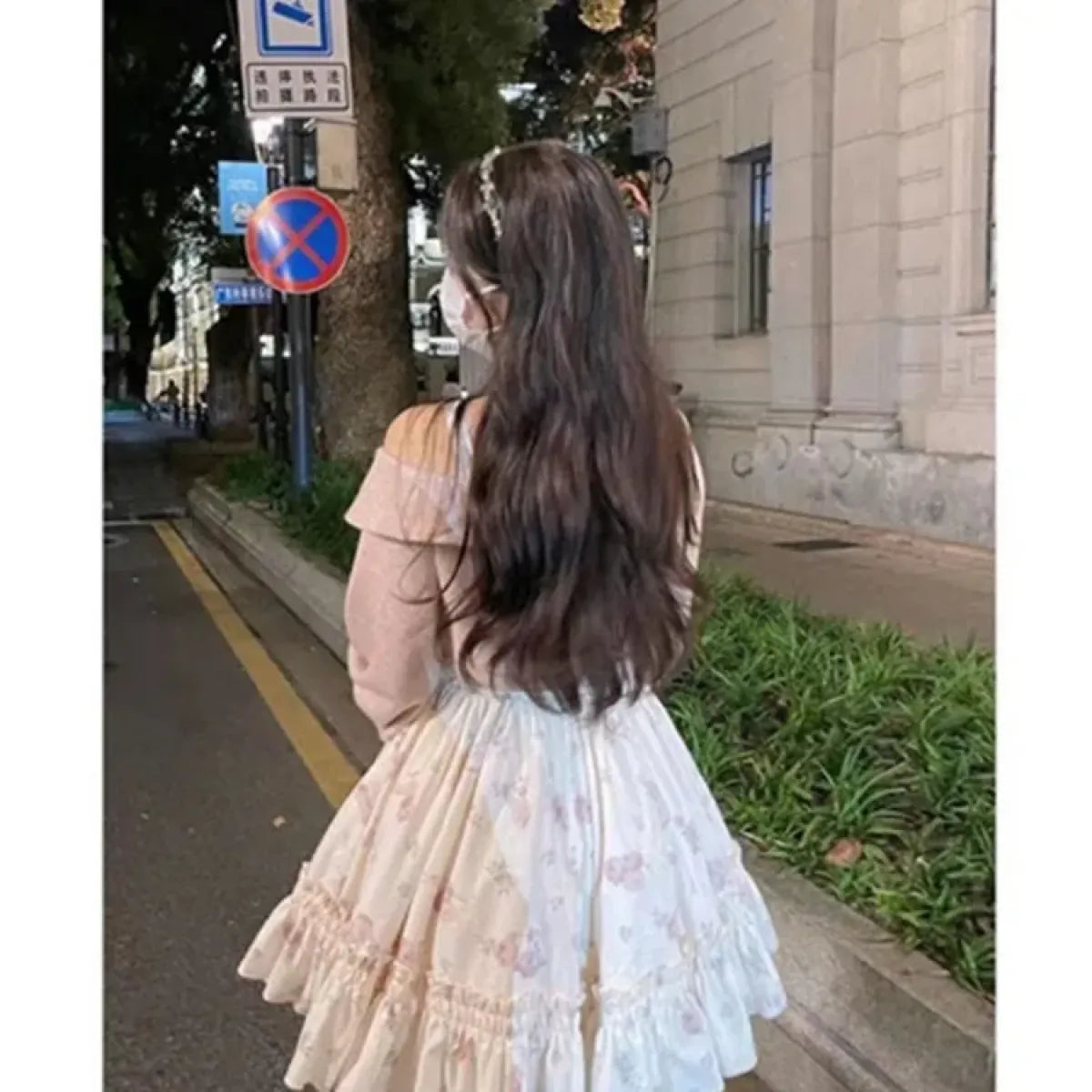 Y2K Sweet Bow Corduroy Top & Floral Dress Set – Gentle Slim Fit - All Dresses - Clothing Sets - 3