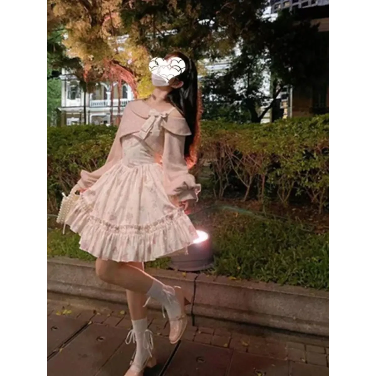 Y2K Sweet Bow Corduroy Top & Floral Dress Set – Gentle Slim Fit - All Dresses - Clothing Sets - 2