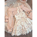 Y2K Sweet Bow Corduroy Top & Floral Dress Set – Gentle Slim Fit - All Dresses - Clothing Sets - 1