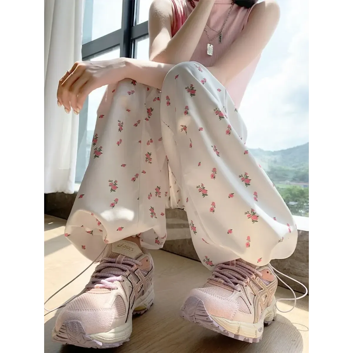 Y2K Floral Print Wide Leg Cargo Pants - Bottoms - Cargo Pants - 2