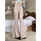 Y2K Floral Ruffle Flare Pants - Bottoms - Pants - 3