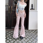 Y2K Floral Ruffle Flare Pants - Bottoms - Pants - 5