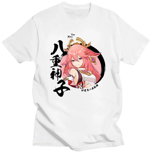 Unisex Yae Miko Genshin Impact Short Sleeve Tee - Y2K Aesthetic - T-Shirts - T-Shirts - 2024 - 2 - Worldwide Shipping