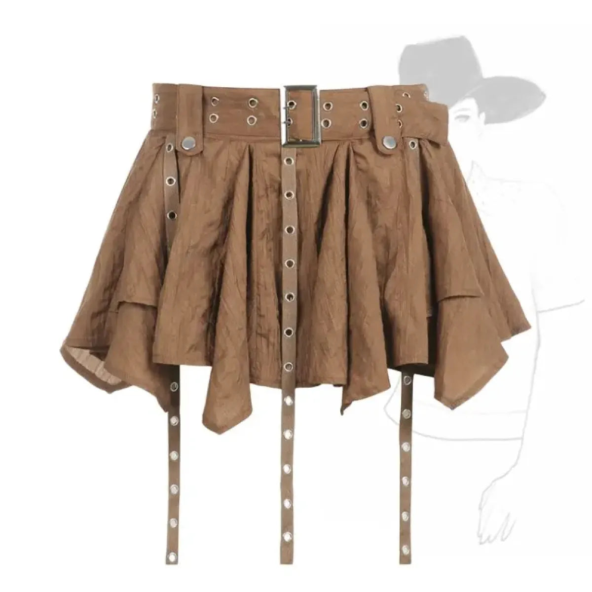 Harajuku Belted Pleated Mini Skirt – Y2K Gothic Aesthetic - Bottoms - Skirts - 8