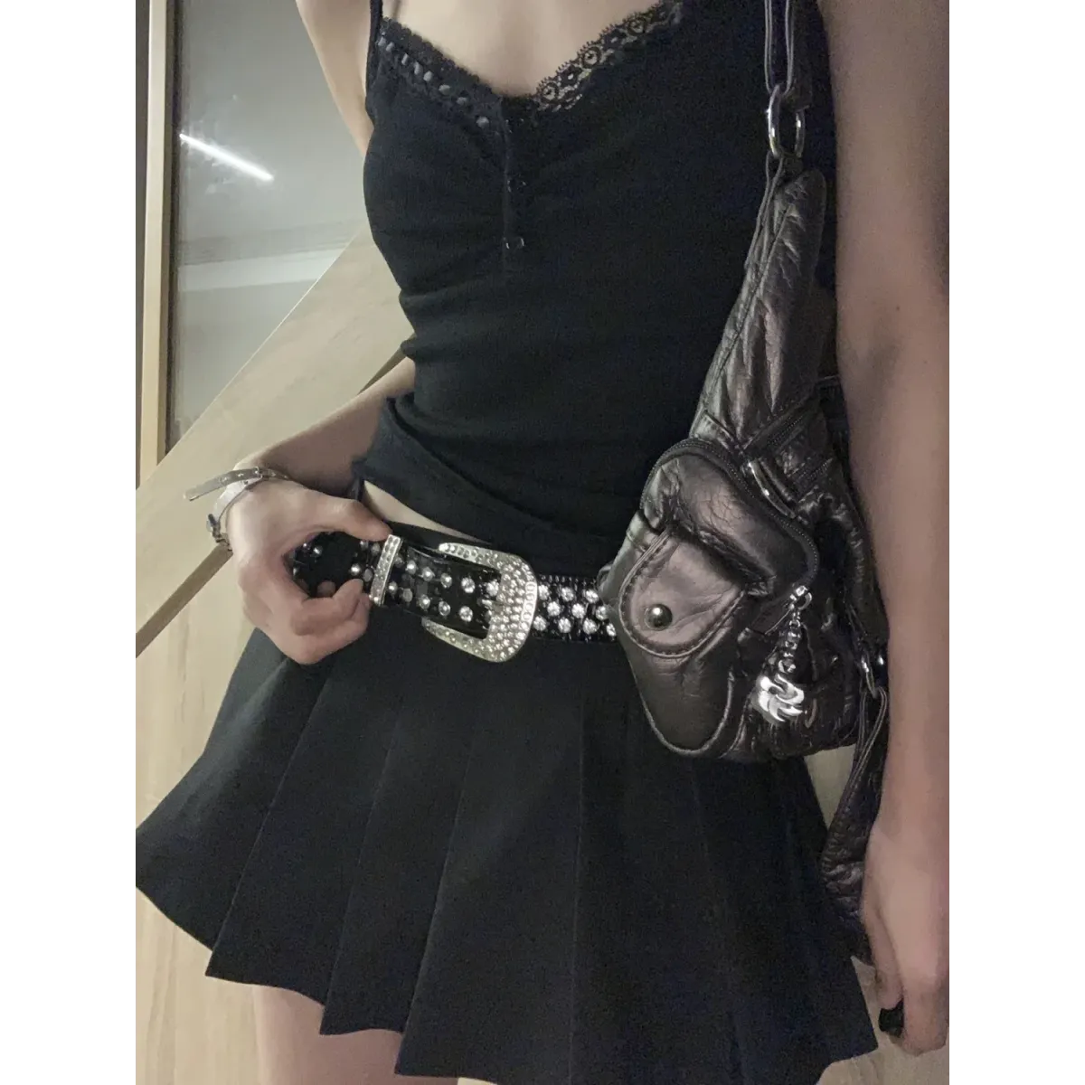 Black Lace Trim Tank Top – Y2K Gothic Coquette Punk Grunge Crop Top - Women’s Clothing & Accessories - Sleeveless