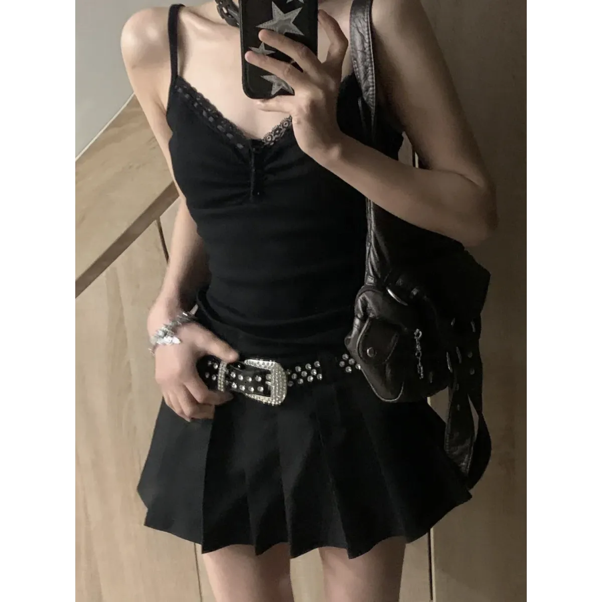 Black Lace Trim Tank Top – Y2K Gothic Coquette Punk Grunge Crop Top - Women’s Clothing & Accessories - Sleeveless