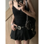 Black Lace Trim Tank Top – Y2K Gothic Coquette Punk Grunge Crop Top - Women’s Clothing & Accessories - Sleeveless