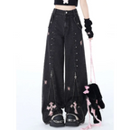 Gothic Y2K Cross Zip Wide-Leg Jeans - Bottoms - Jeans - 1