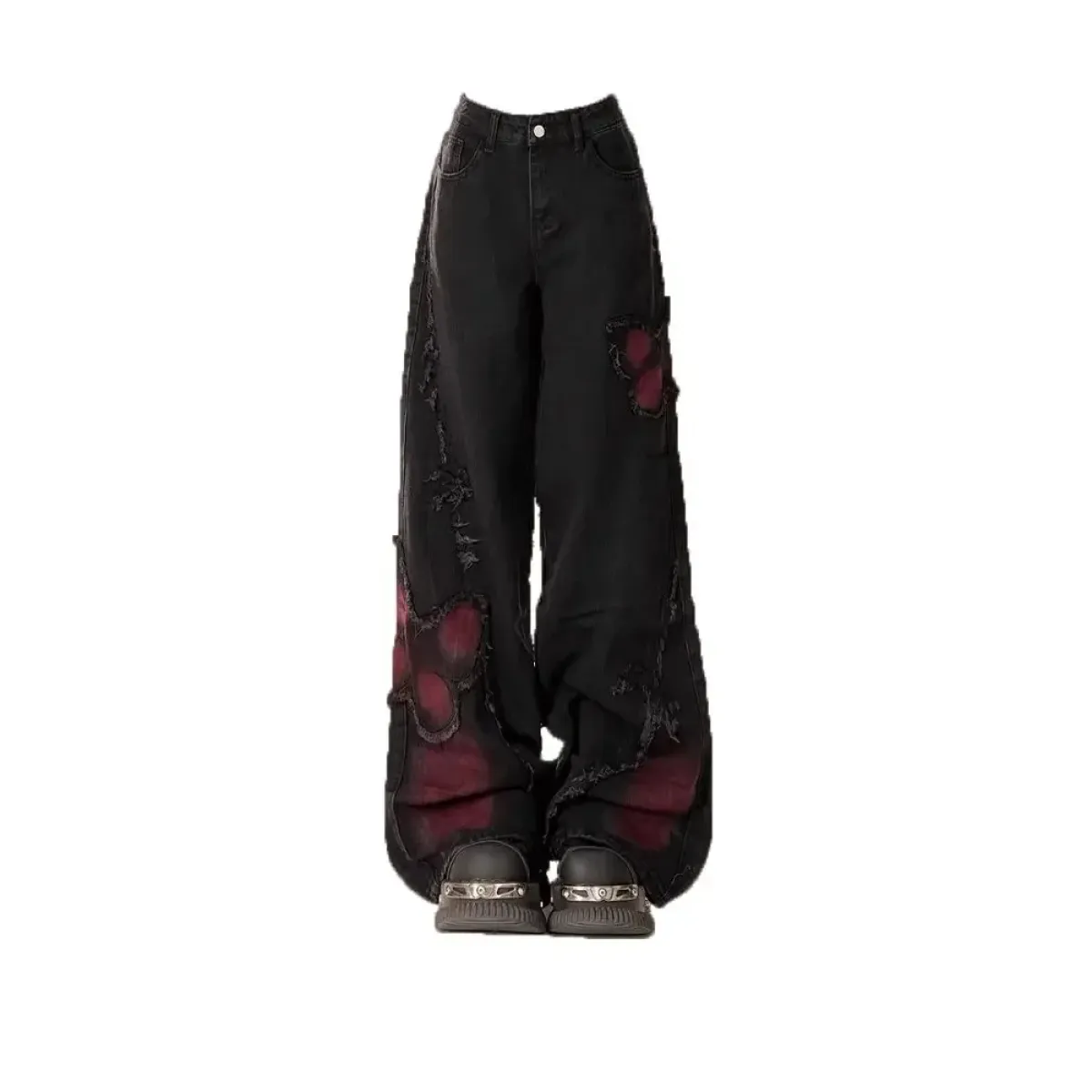 Gothic Y2K Patchwork Baggy Jeans - Bottoms - Women’s Jeans - 3