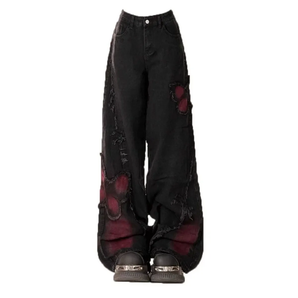 Gothic Y2K Patchwork Baggy Jeans - Bottoms - Women’s Jeans - 4