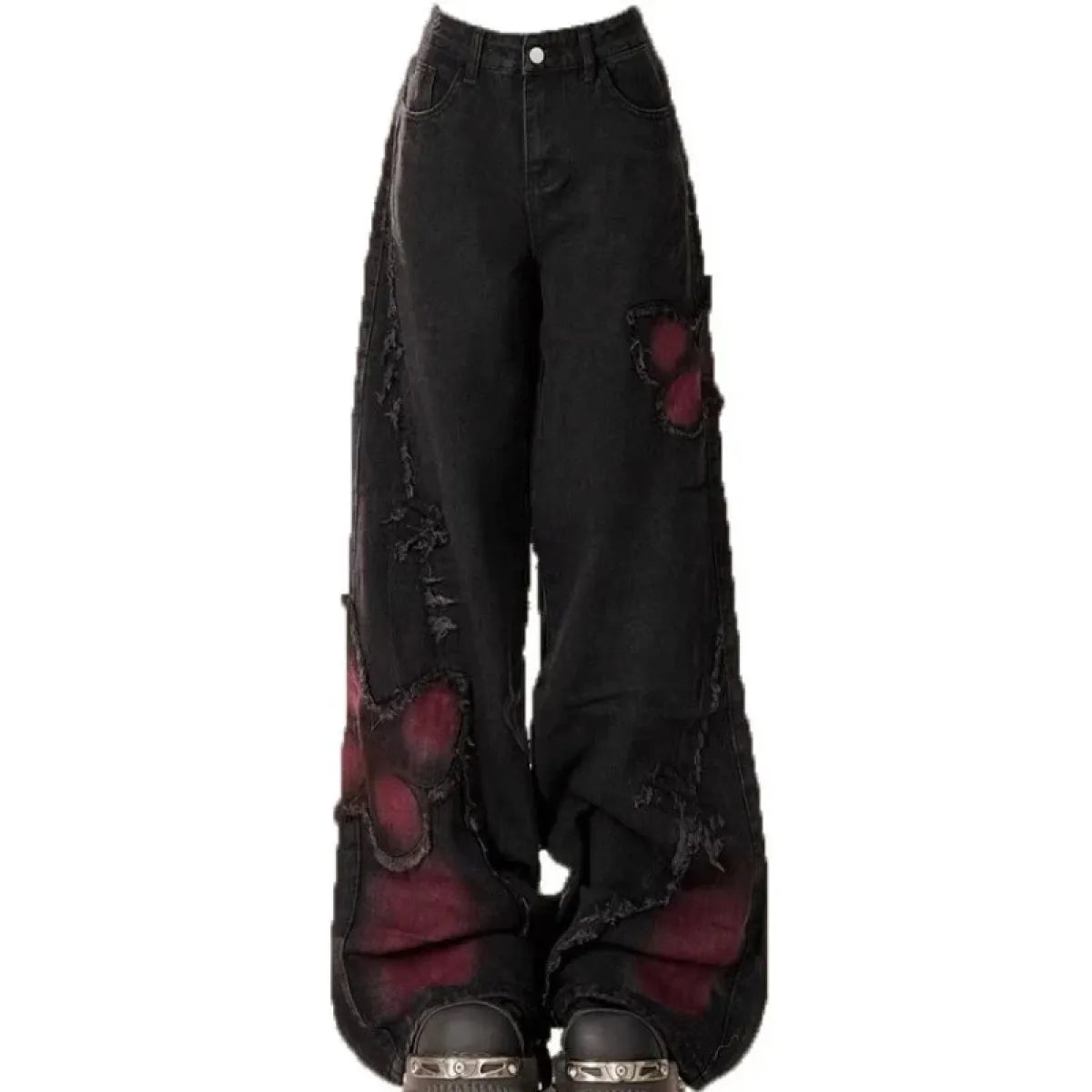 Gothic Y2K Patchwork Baggy Jeans - Bottoms - Women’s Jeans - 7
