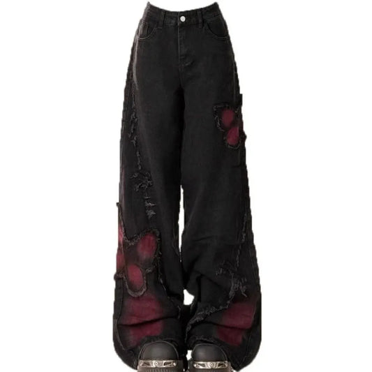 Gothic Y2K Patchwork Baggy Jeans - Bottoms - Women’s Jeans - 7