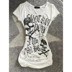 Y2K Gothic Punk T-Shirt – Skeleton Print Slim Fit Tee - T-Shirts - Short - Round - T-Shirts - 6
