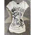 Y2K Gothic Punk T-Shirt – Skeleton Print Slim Fit Tee - T-Shirts - Short - Round - T-Shirts - 8