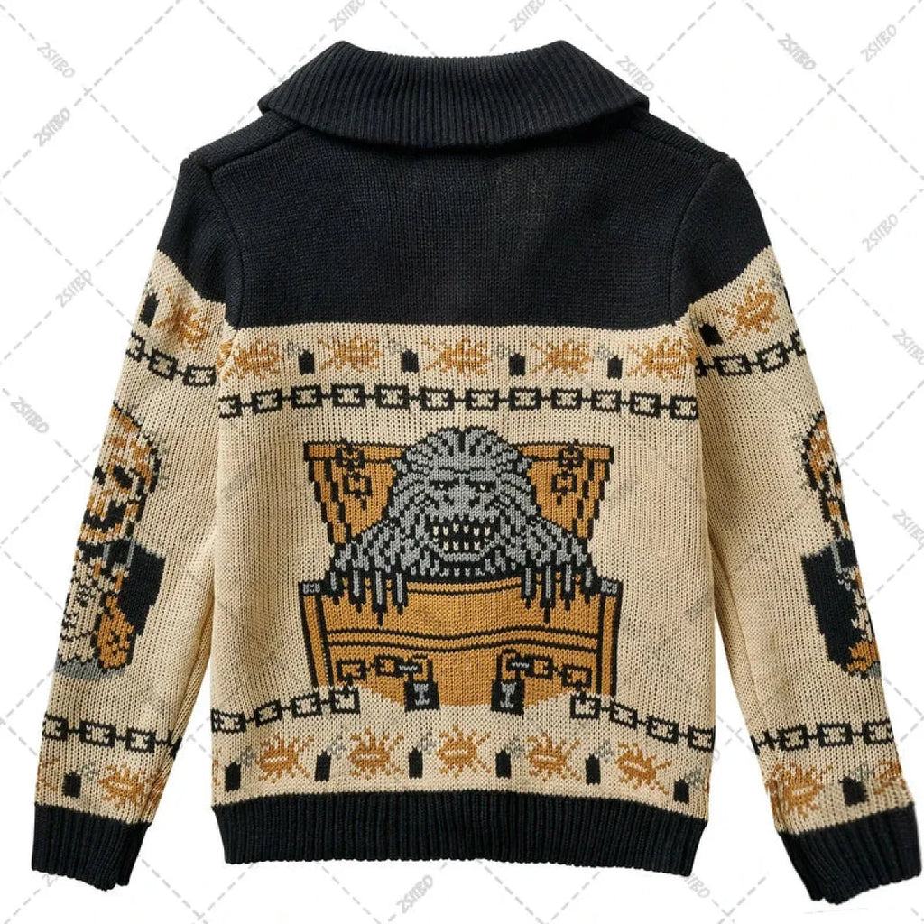 Y2K Gothic Skull Knit Cardigan Sweater - Sweaters - Sweater / Pullover - 5