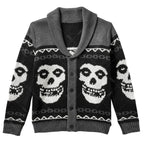 Y2K Gothic Skull Knit Cardigan Sweater - Sweaters - Sweater / Pullover - 1