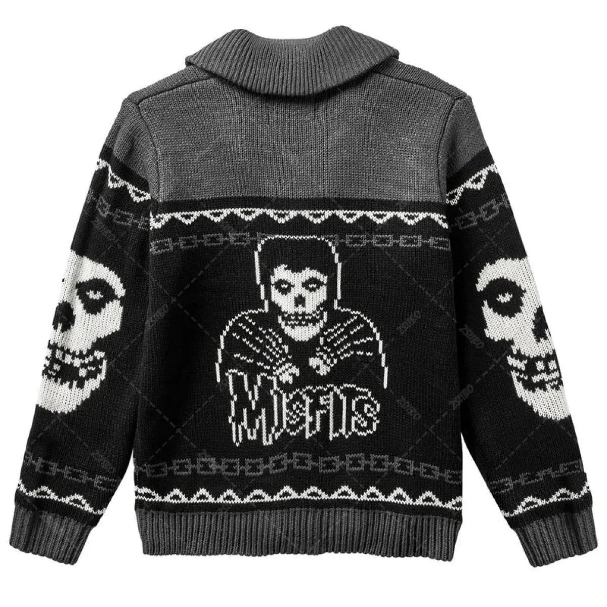 Y2K Gothic Skull Knit Cardigan Sweater - Sweaters - Sweater / Pullover - 2
