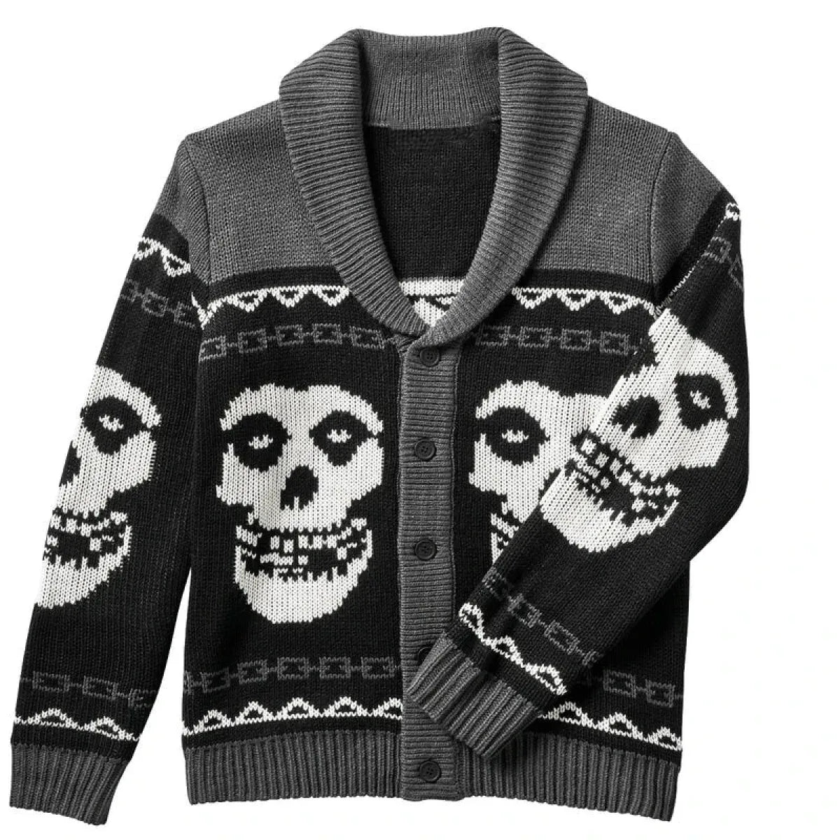 Y2K Gothic Skull Knit Cardigan Sweater - Sweaters - Sweater / Pullover - 3