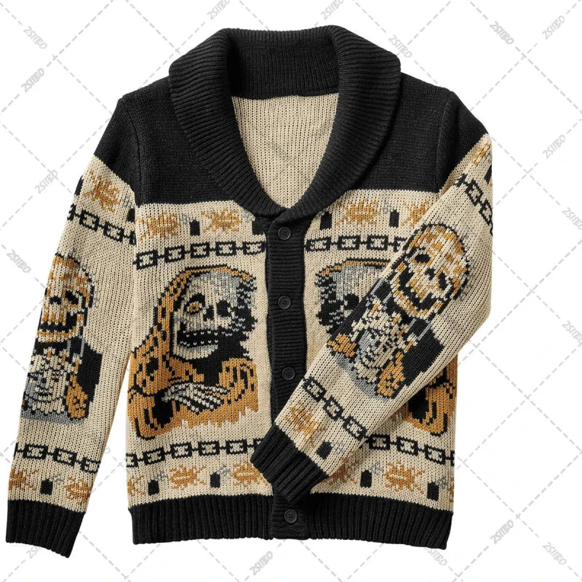 Y2K Gothic Skull Knit Cardigan Sweater - Sweaters - Sweater / Pullover - 4