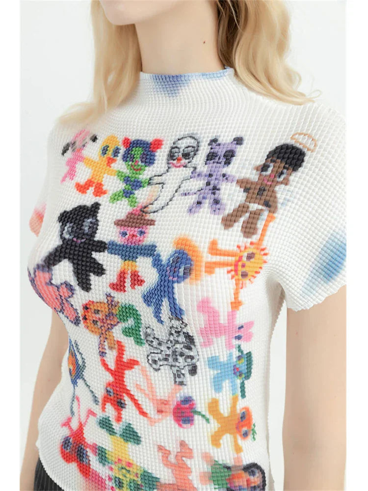 Y2K Graphic Print Women’s T-Shirt - Harajuku Korean Fashion O-Neck Tee - White / One Size - T-Shirts - Shirts & Tops