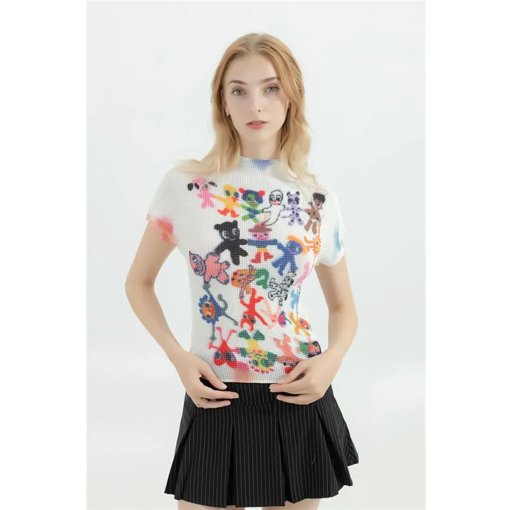 Y2K Graphic Print Women’s T-Shirt - Harajuku Korean Fashion O-Neck Tee - T-Shirts - 1