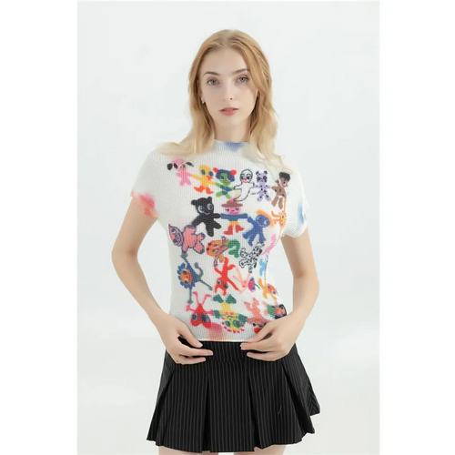 Y2K Graphic Print Women’s T-Shirt - Harajuku Korean Fashion O-Neck Tee - T-Shirts - 1