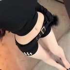 Low Waist Rivet Shorts – Y2K Grunge Harajuku Denim Bottoms - Bottoms - Women’s Jeans - 4