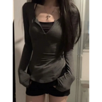 V-Neck Long Sleeve Tee – Y2K Grunge Slim Fit Layered Top - T-Shirts - Long - V-neck - T-Shirts - 5