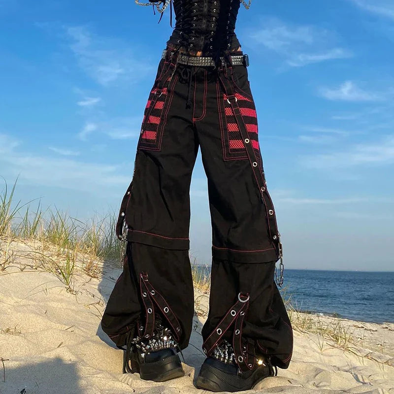 Gothic Punk Cargo Pants – Y2K Grunge Wide Leg Baggy Trousers - Bottoms - Pants - 2025 - 1 - Worldwide Shipping