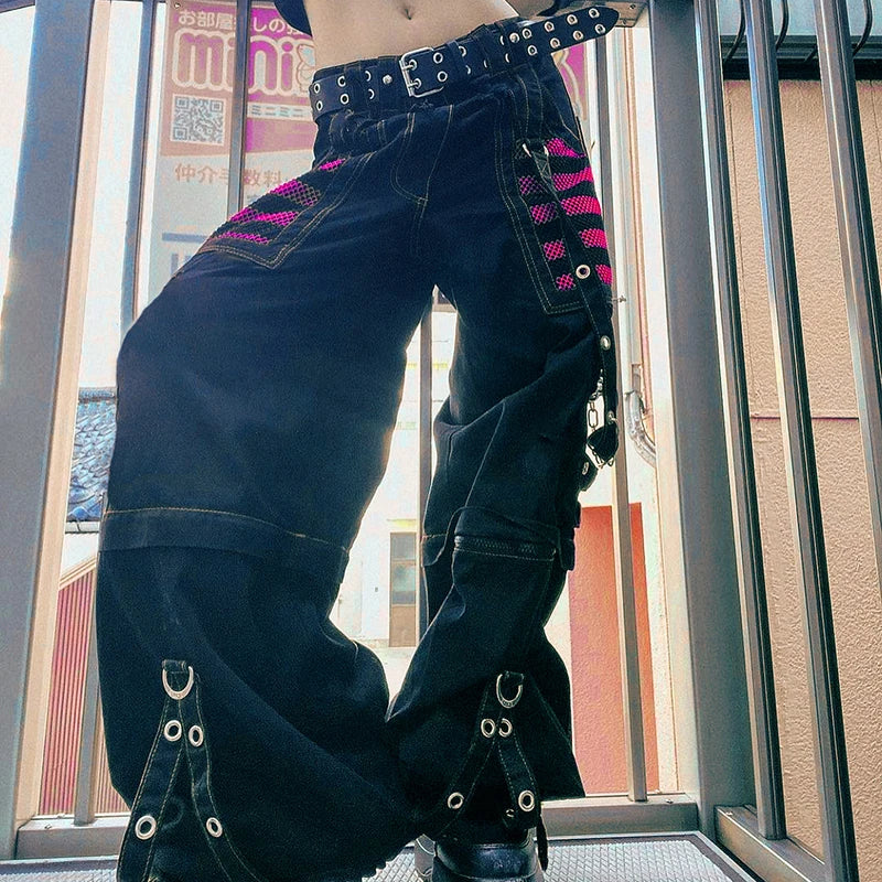 Gothic Punk Cargo Pants – Y2K Grunge Wide Leg Baggy Trousers - Bottoms - Pants - 2025 - 4 - Worldwide Shipping