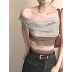 Y2K Halo Mesh Irregular Camisole Tank Top - Women’s Clothing & Accessories - Tank Top / Cami - 2