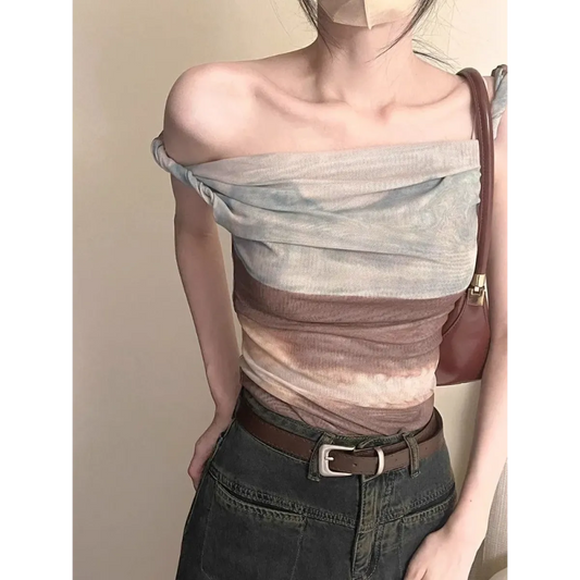 Y2K Halo Mesh Irregular Camisole Tank Top - Women’s Clothing & Accessories - Tank Top / Cami - 2