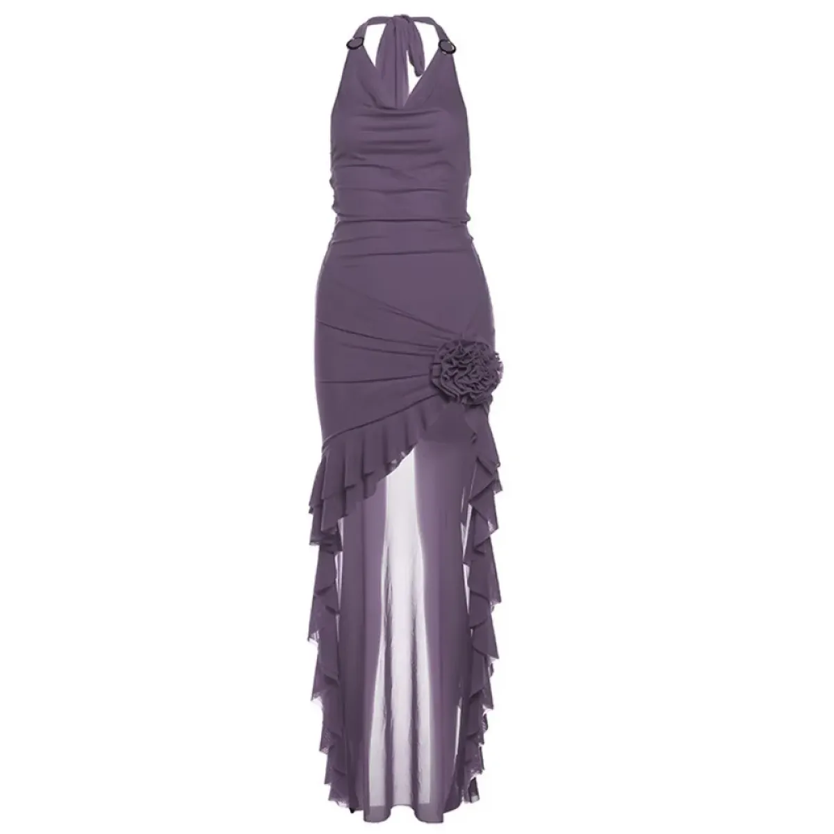 Y2K Grunge Irregular Ruffle Halter Dress - All Dresses - Mini Dress - 3