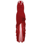 Y2K Grunge Irregular Ruffle Halter Dress - All Dresses - Mini Dress - 8