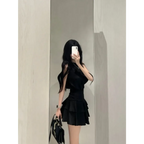 Y2K Halter Top & Ruched Tiered Skirt Set - Bottoms - Sets / Co-ords - 2