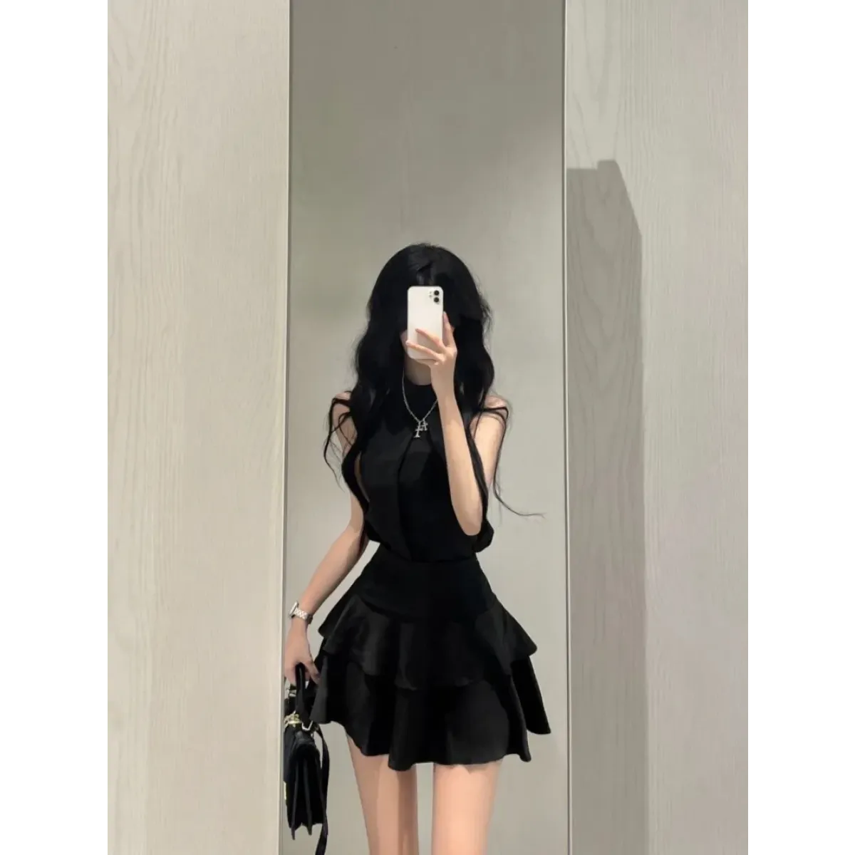 Y2K Halter Top & Ruched Tiered Skirt Set - Bottoms - Sets / Co-ords - 3