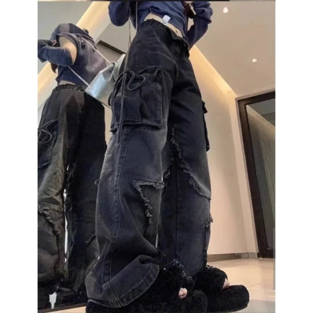 Gothic Baggy Cargo Jeans – Y2K Harajuku Grunge Pants - Bottoms - Women’s Jeans - 3