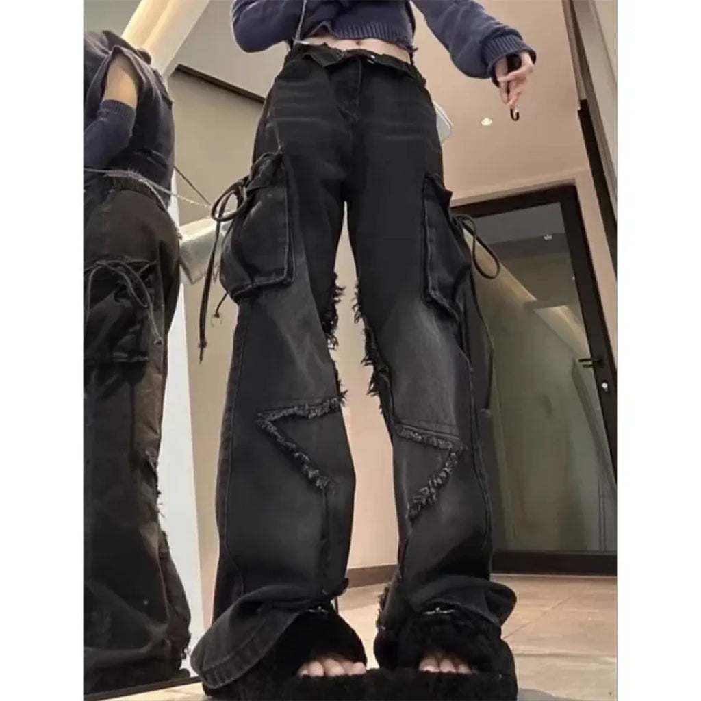 Gothic Baggy Cargo Jeans – Y2K Harajuku Grunge Pants - Bottoms - Women’s Jeans - 4