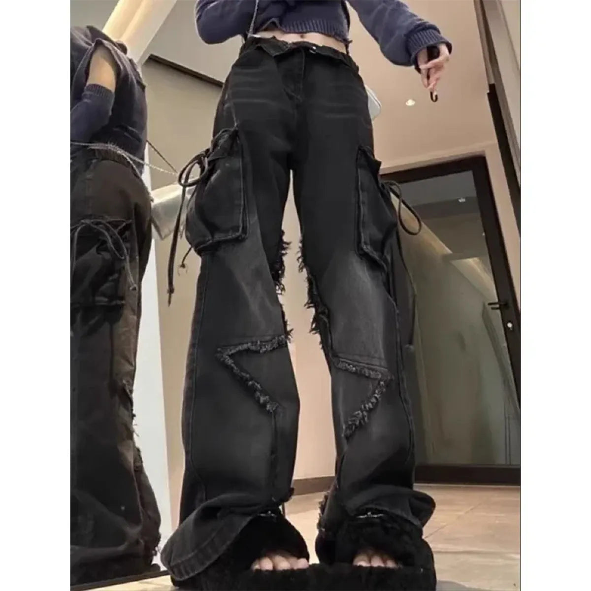 Gothic Baggy Cargo Jeans – Y2K Harajuku Grunge Pants - Bottoms - Women’s Jeans - 4