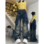 Gothic Baggy Cargo Jeans – Y2K Harajuku Grunge Pants - Bottoms - Women’s Jeans - 8