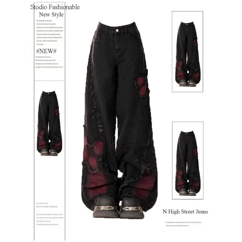 Gothic Baggy Jeans – Y2K Harajuku Grunge Aesthetic - Bottoms - Women’s Pants - 1