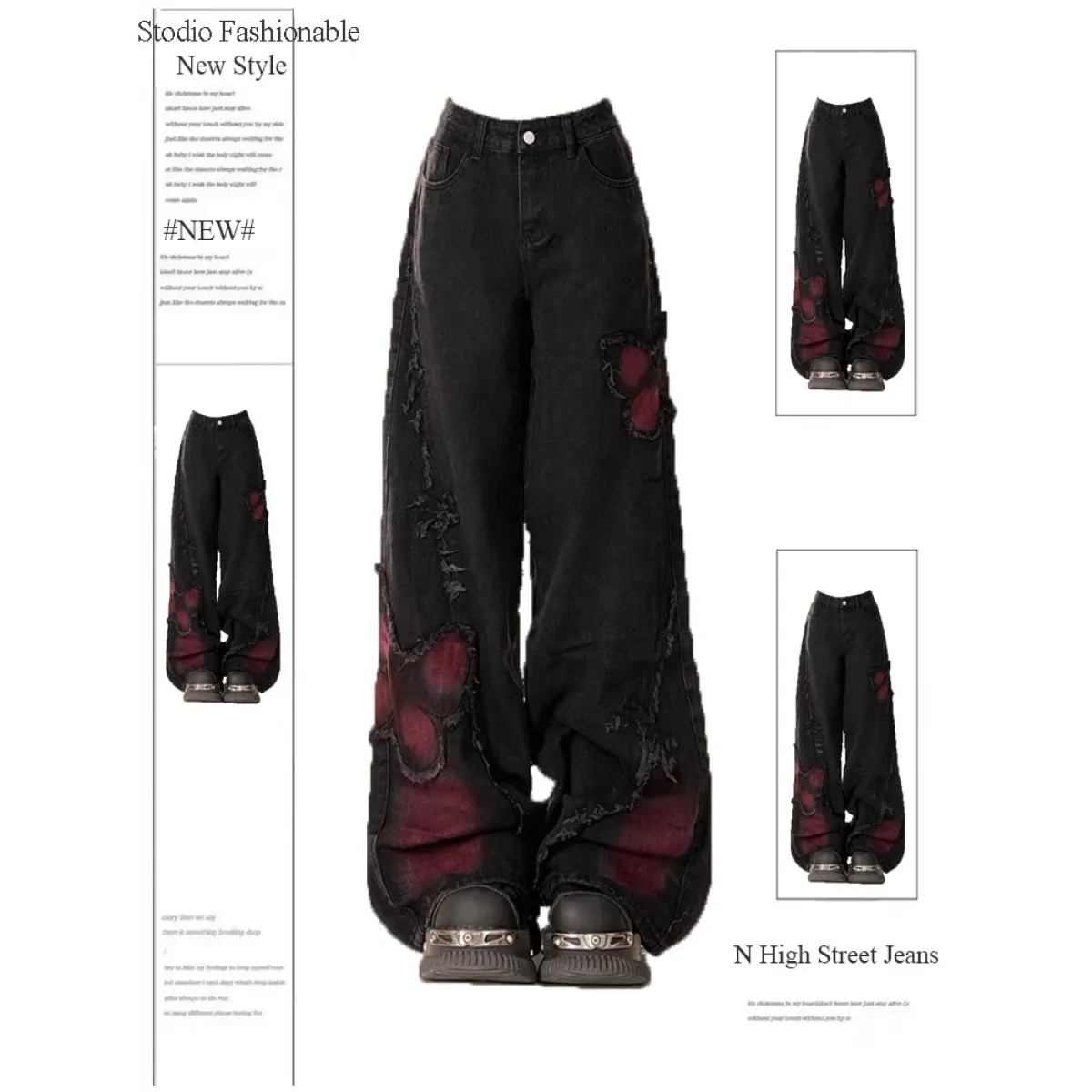 Gothic Baggy Jeans – Y2K Harajuku Grunge Aesthetic - Bottoms - Women’s Pants - 1