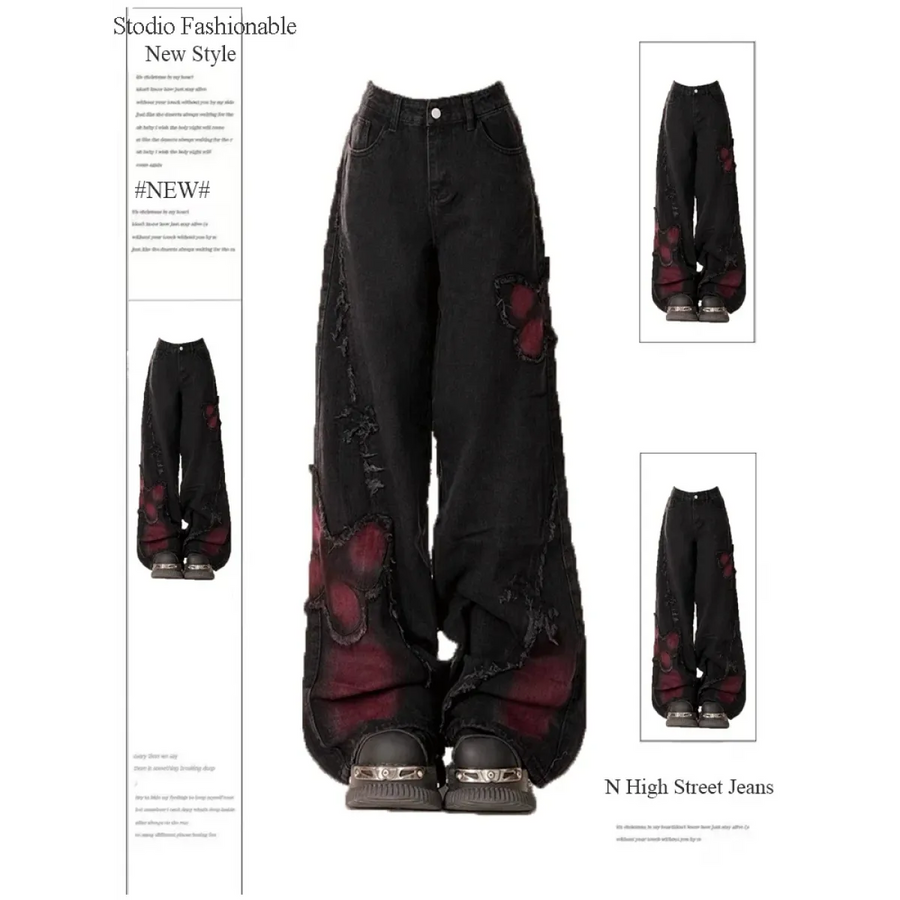 Gothic Baggy Jeans – Y2K Harajuku Grunge Aesthetic - Best Sellers - Women’s Pants - 1