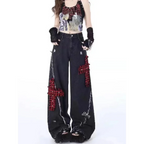 Gothic Patchwork Baggy Jeans – Y2K Harajuku Grunge - Bottoms - Women’s Jeans - 2