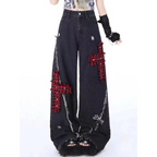 Gothic Patchwork Baggy Jeans – Y2K Harajuku Grunge - Bottoms - Women’s Jeans - 5