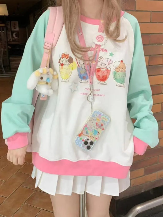 Japanese Cartoon Print Hoodie - Y2K Harajuku Kawaii Fashion - Hoodies & Sweatshirts - Shirts & Tops - 1 - 2024