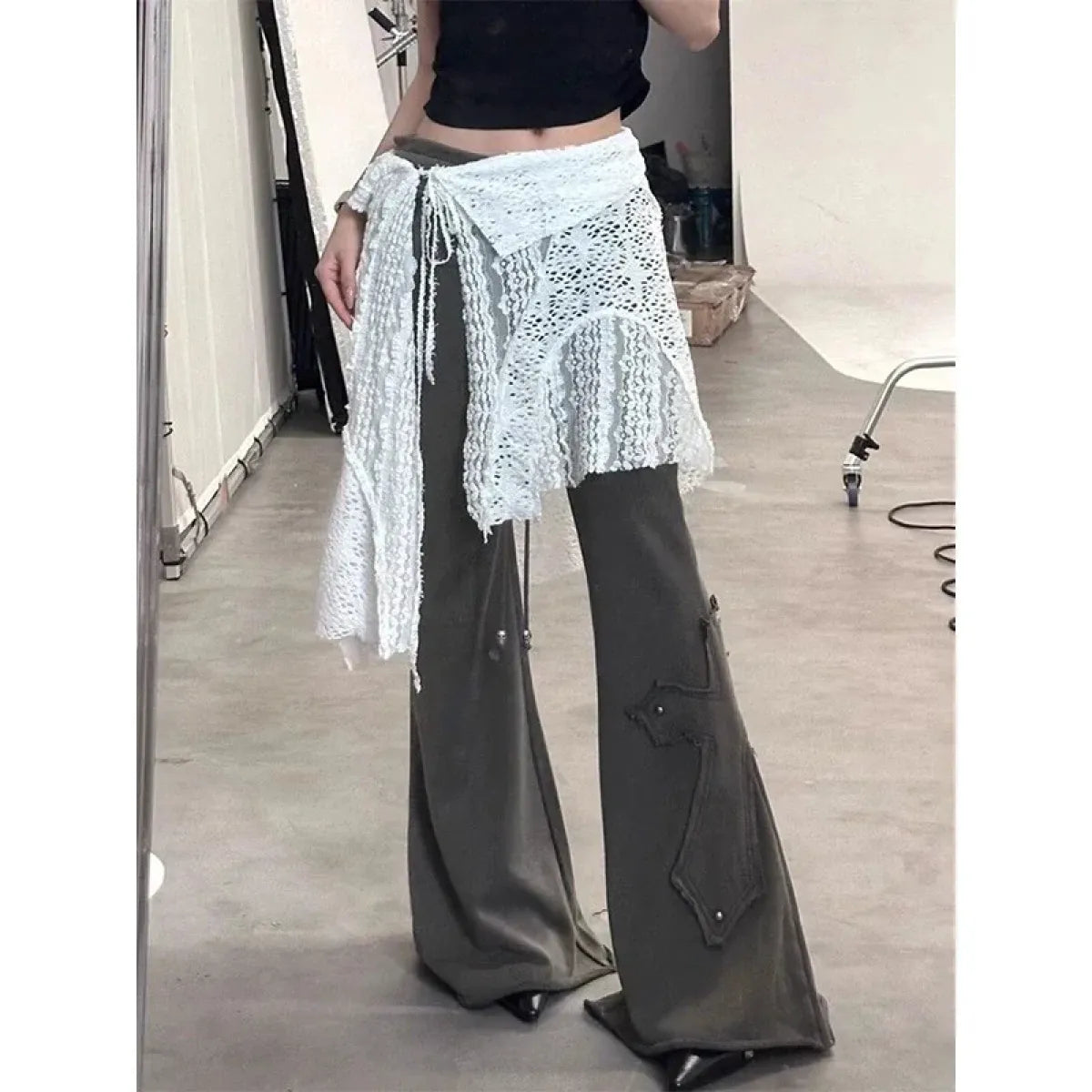 Harajuku Lace Irregular Skirt - Bottoms - Skirts - 1